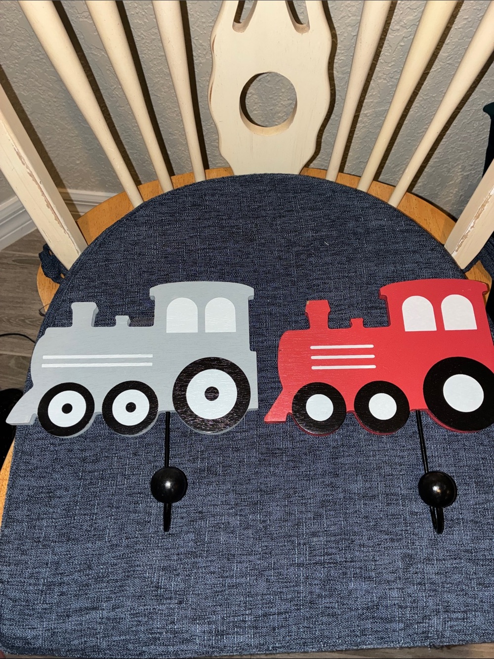 Hobby Lobby Train Wall Hooks - Red and Light Gray